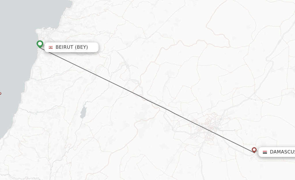 Direct (nonstop) flights from Beirut to Damascus schedules