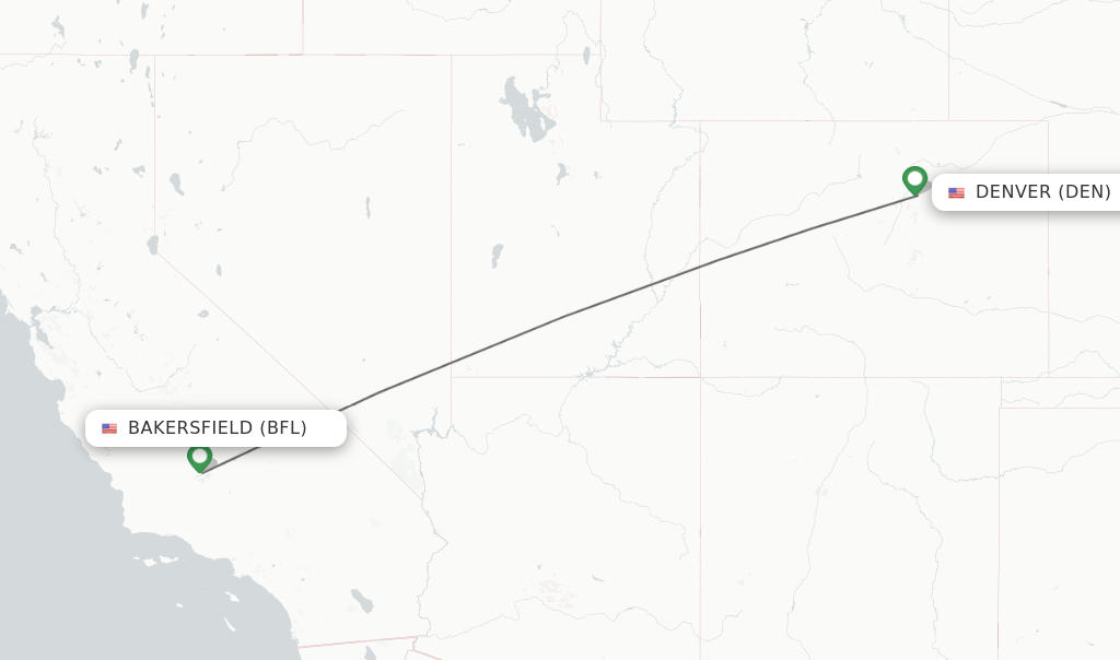 Direct (nonstop) flights from Bakersfield to Denver schedules
