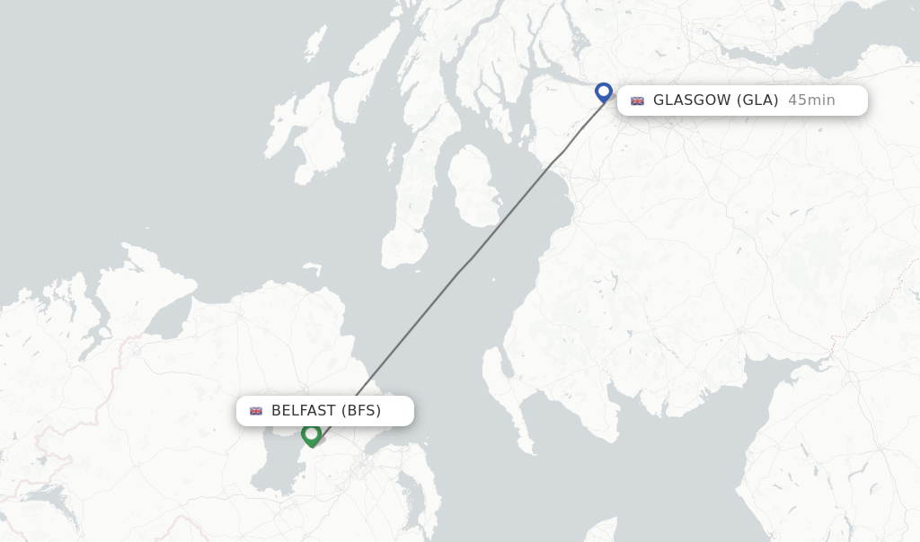 Direct (nonstop) flights from Belfast to Glasgow schedules
