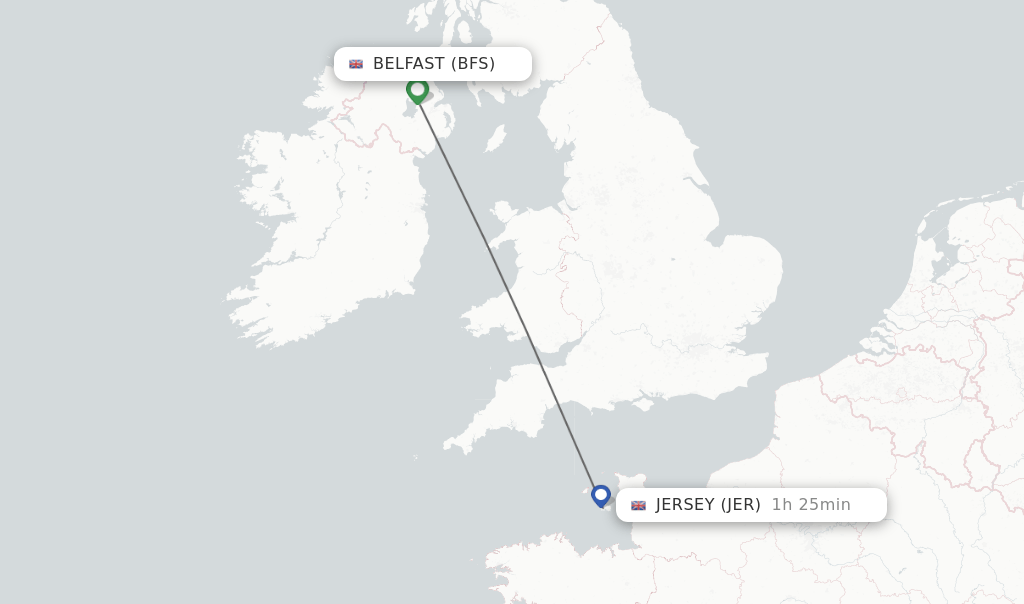 Direct (nonstop) flights from Belfast to Jersey schedules