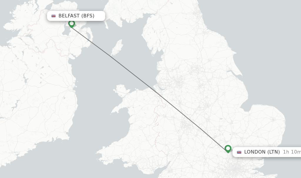Direct (nonstop) flights from Belfast to London schedules
