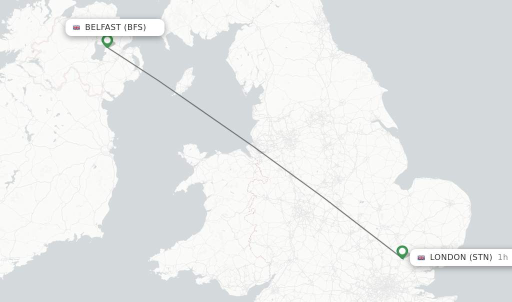 Direct (nonstop) flights from Belfast to London schedules