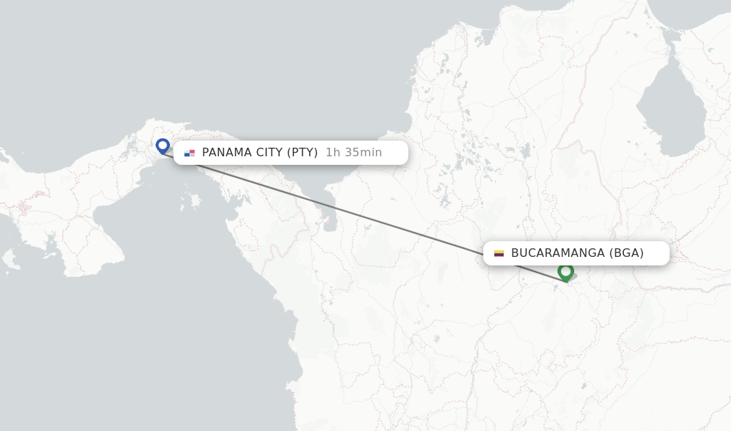 Direct (nonstop) flights from Bucaramanga to Panama City schedules