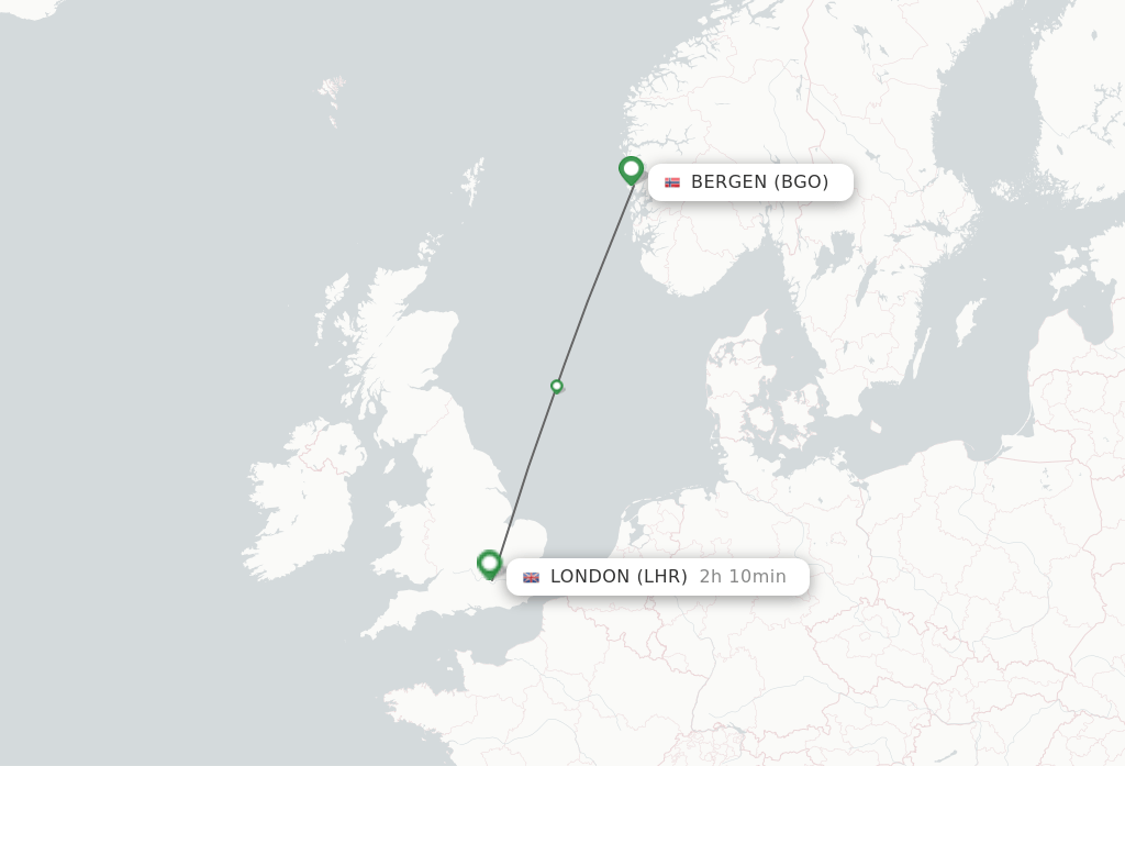 Direct (nonstop) flights from Bergen to London schedules