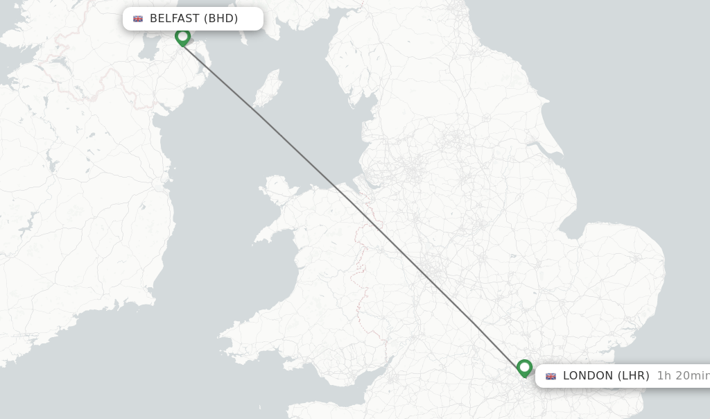 Direct (nonstop) flights from Belfast to London schedules