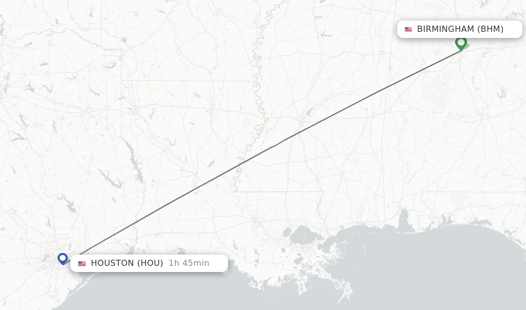 Direct (nonstop) flights from Birmingham to Houston schedules