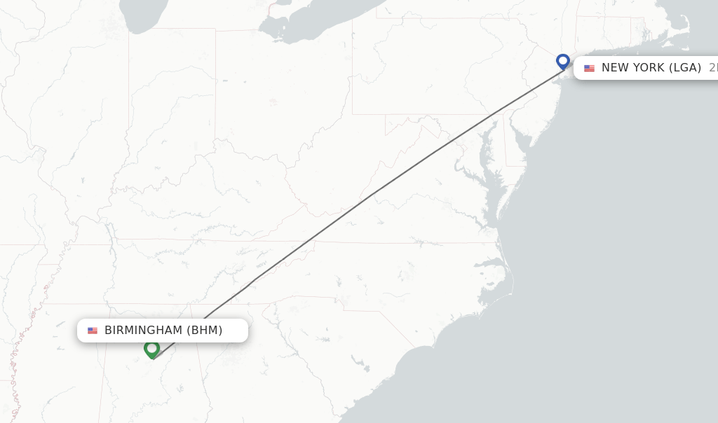 Direct (nonstop) flights from Birmingham to New York schedules
