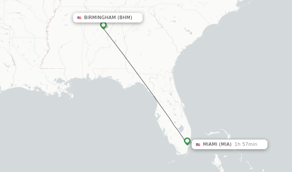 Direct (nonstop) flights from Birmingham to Miami schedules