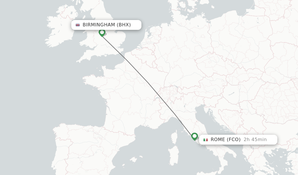 Direct (nonstop) flights from Birmingham to Rome schedules
