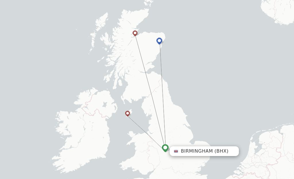 Loganair flights from Birmingham, BHX
