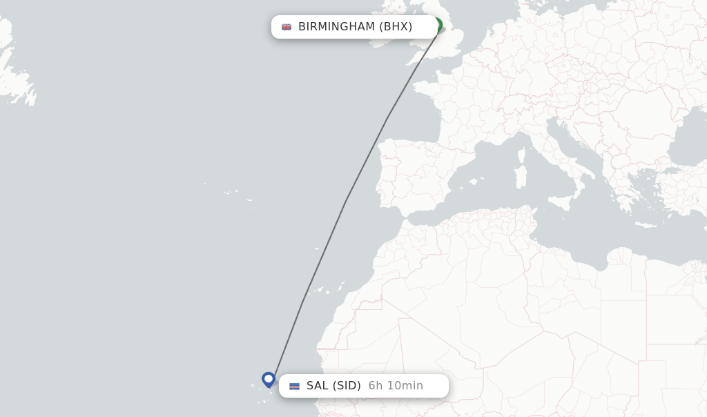 Direct (nonstop) flights from Birmingham to Sal schedules