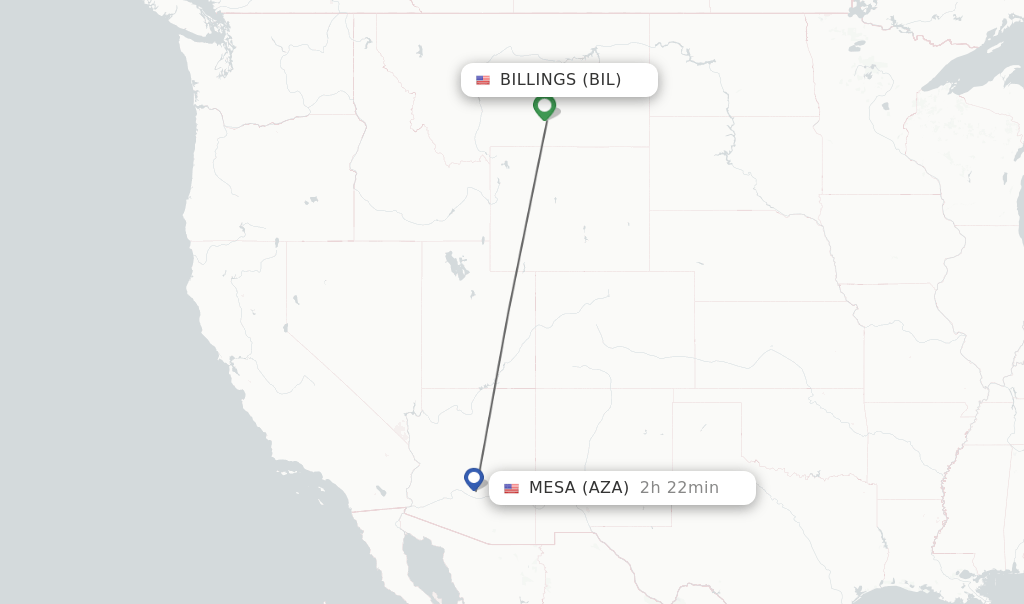 Direct (nonstop) flights from Billings to Mesa schedules