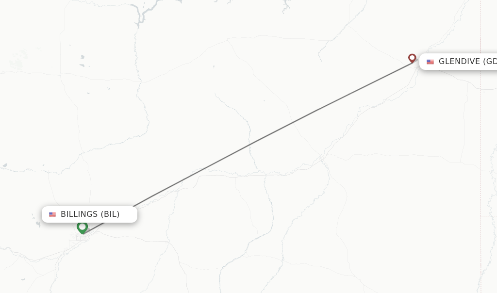 Direct (nonstop) flights from Billings to Glendive schedules