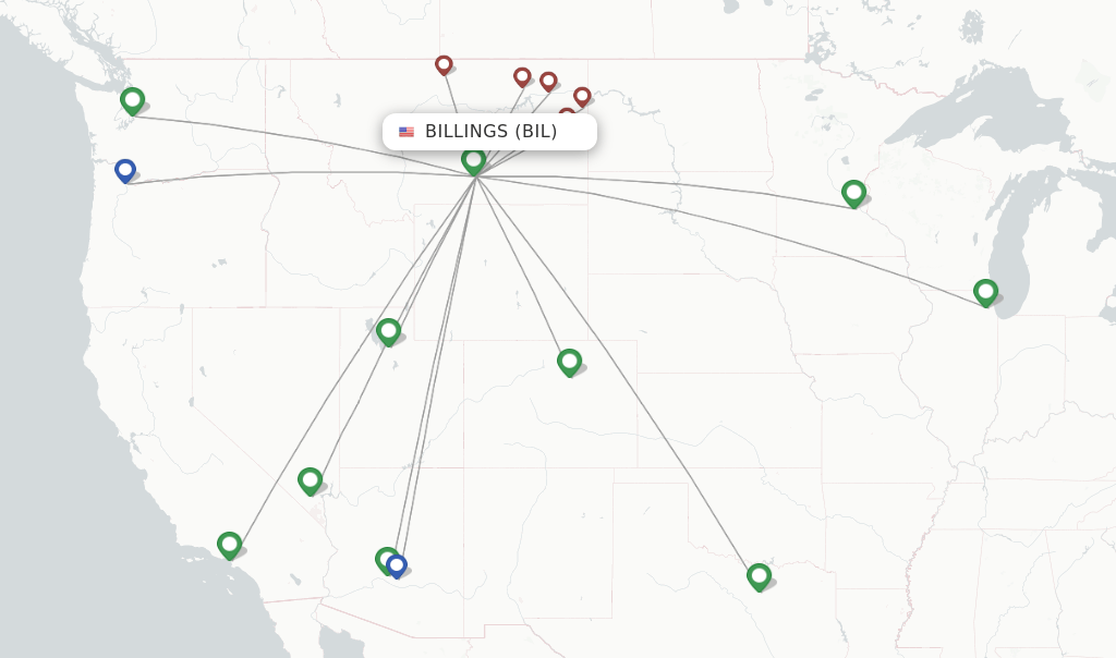 Direct (nonstop) flights from Billings Logan (BIL)