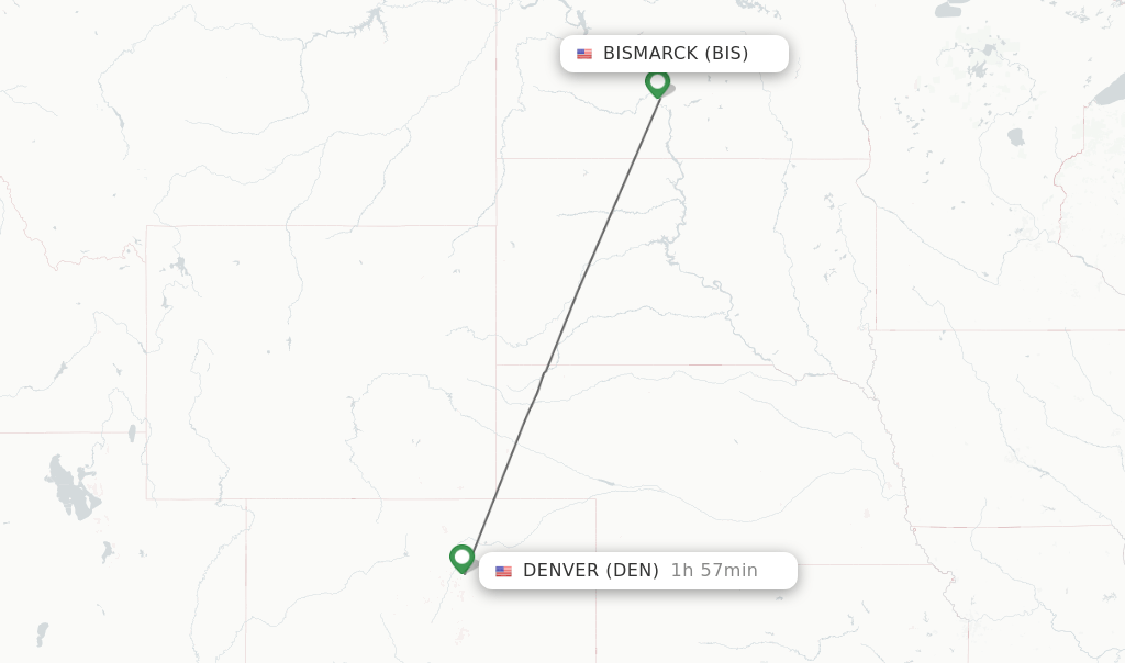 Direct (nonstop) flights from Bismarck to Denver schedules