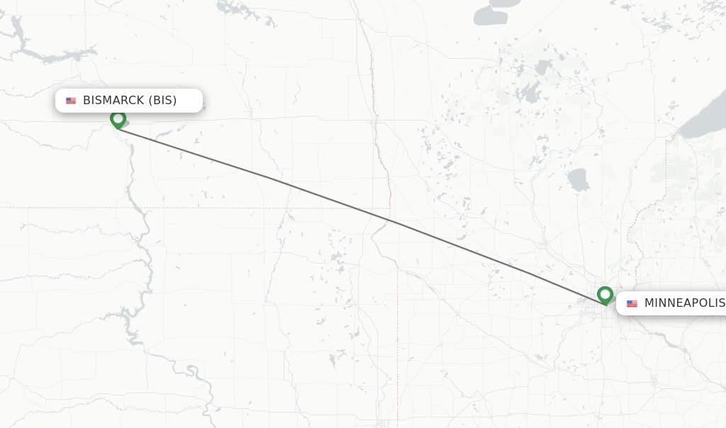 Direct (nonstop) flights from Bismarck to Minneapolis schedules