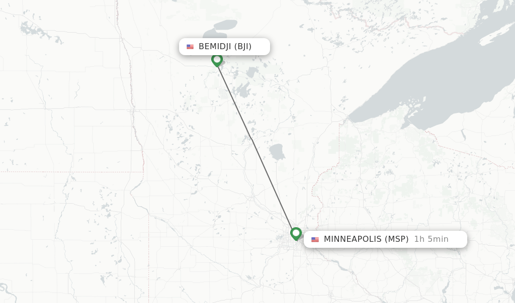 Direct (nonstop) flights from Bemidji to Minneapolis schedules