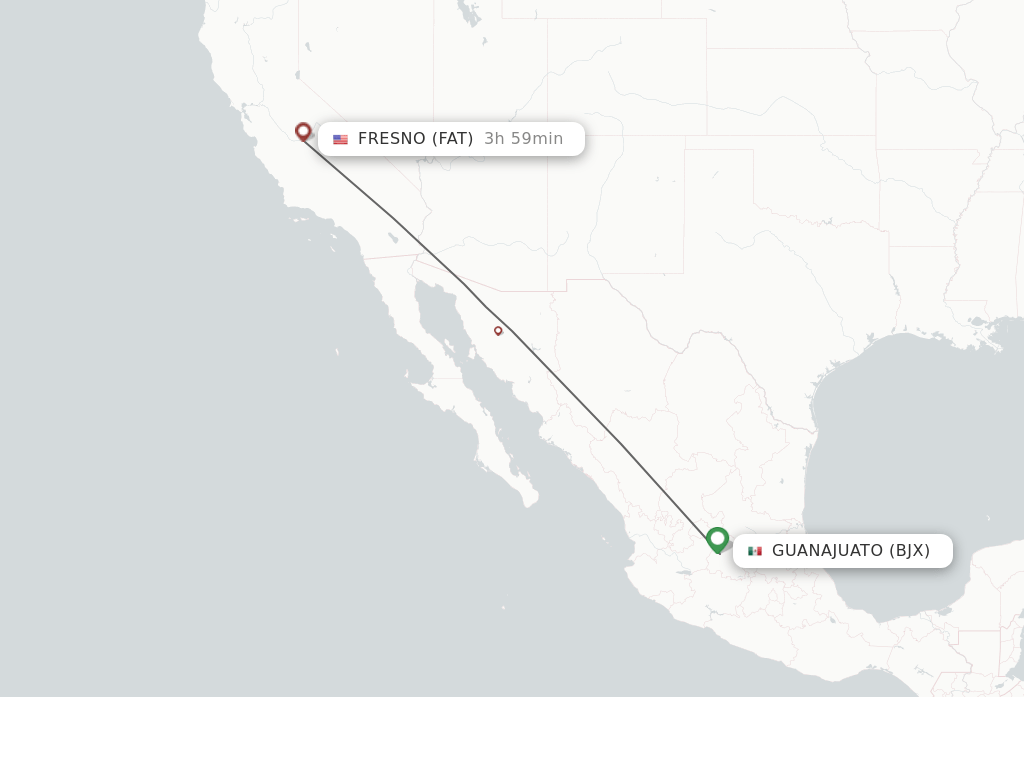Direct (nonstop) flights from Leon/Guanajuato to Fresno schedules