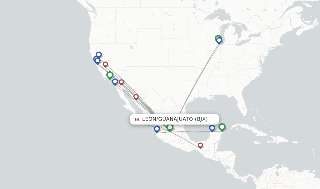 Volaris flights from Leon/Guanajuato, BJX