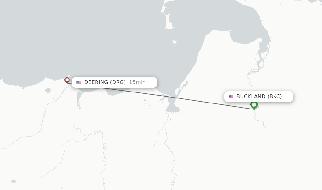 Direct (nonstop) flights from Buckland to Deering schedules