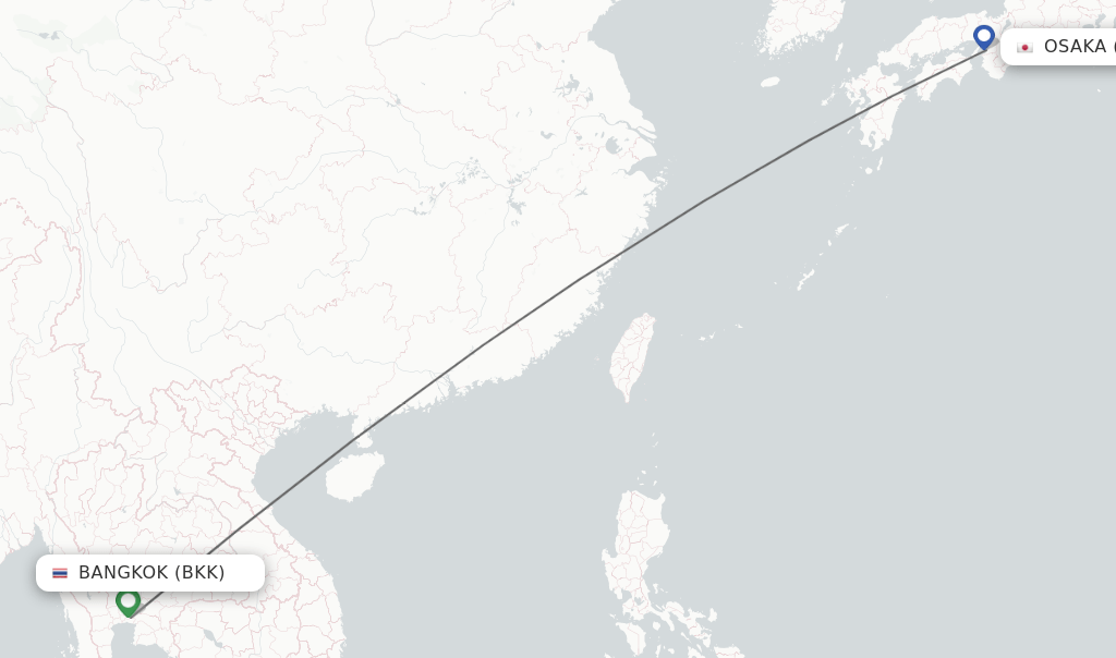 Direct (nonstop) flights from Bangkok to Osaka schedules