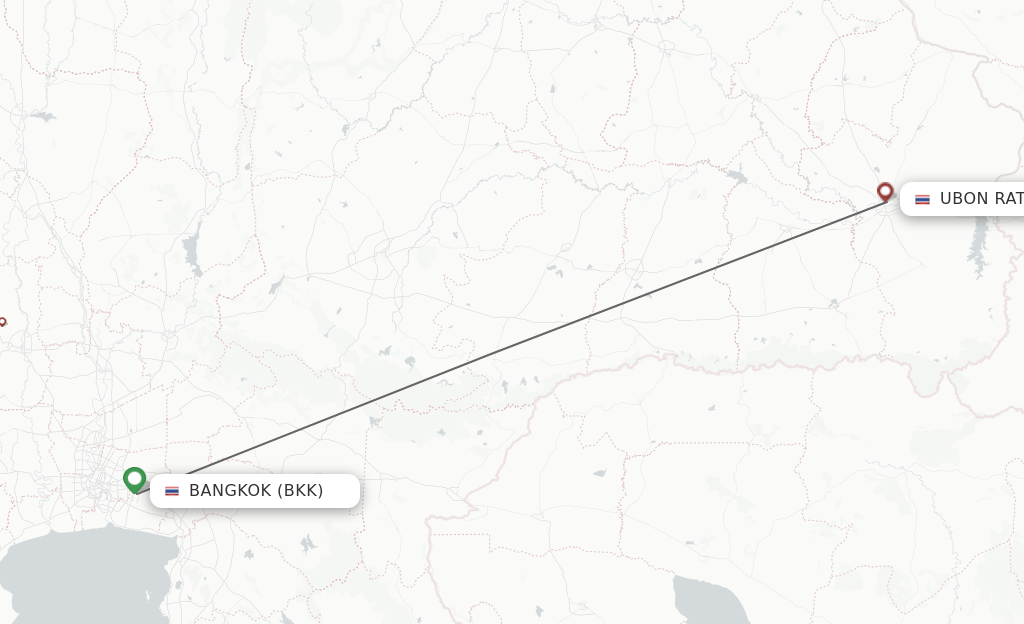Direct (nonstop) flights from Bangkok to Ubon Ratchathani schedules