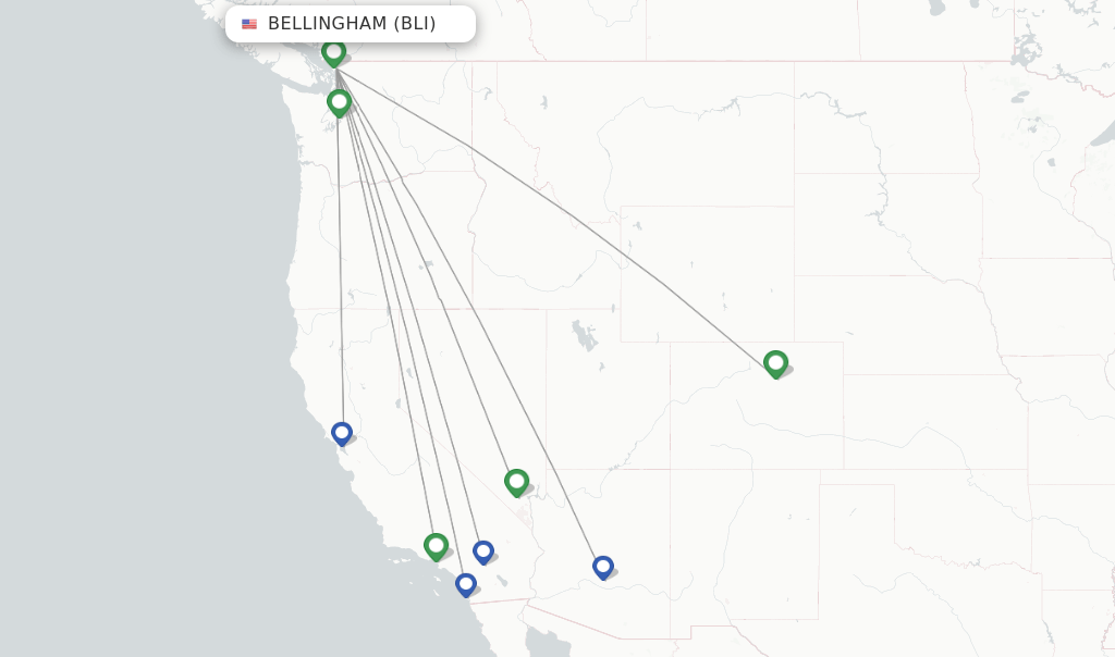Direct (nonstop) flights from Bellingham (BLI)