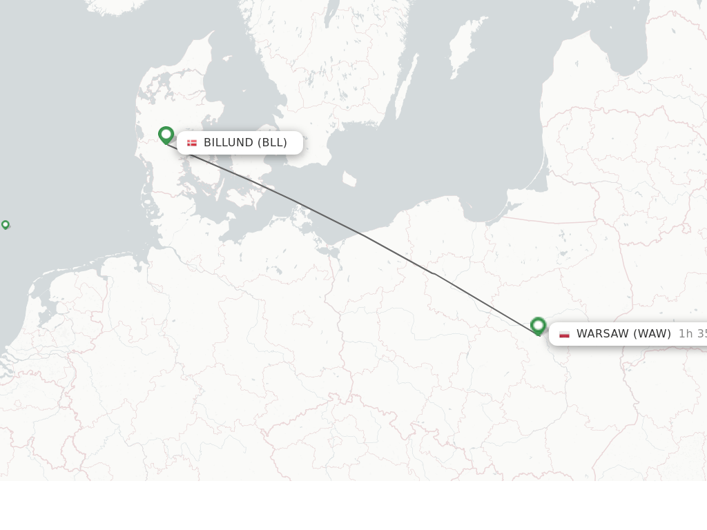 Direct (nonstop) flights from Billund to Warsaw schedules