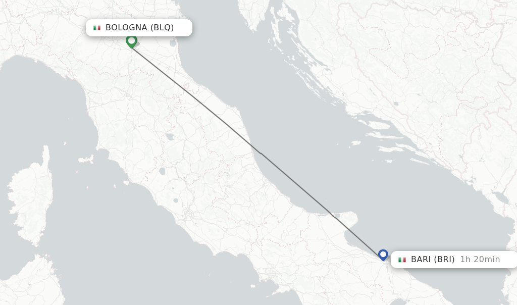 Direct (nonstop) flights from Bologna to Bari schedules
