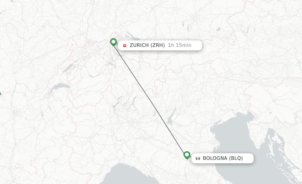 Direct (nonstop) flights from Bologna to Zurich schedules