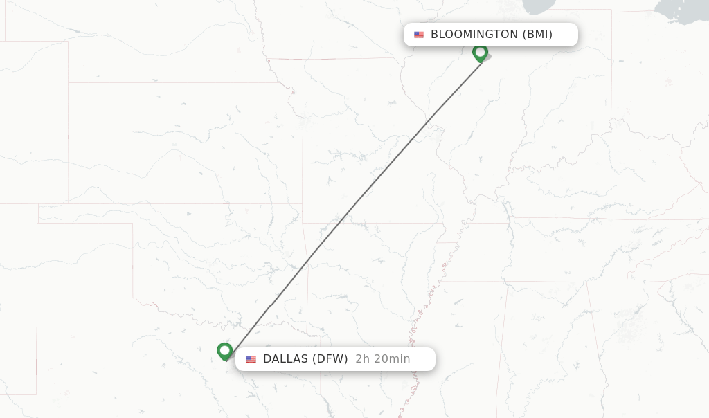 Direct (nonstop) flights from Bloomington to Dallas schedules