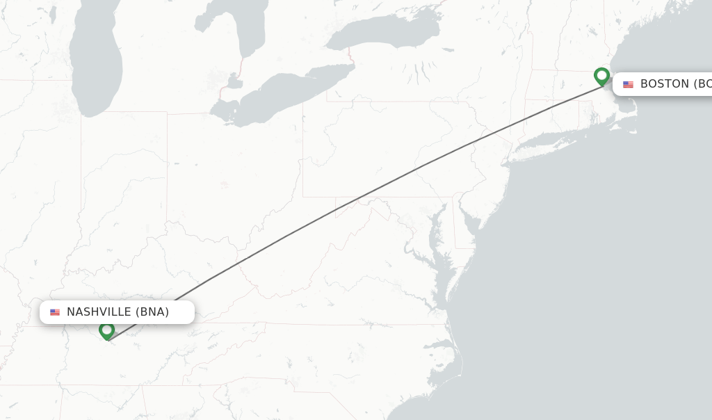Direct (nonstop) flights from Nashville to Boston schedules