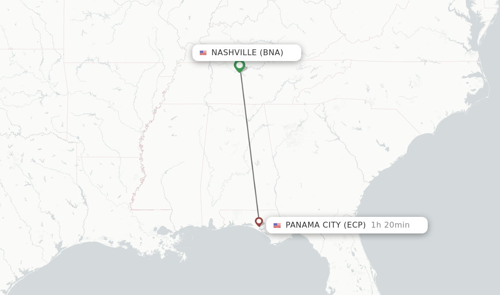 Direct (nonstop) flights from Nashville to Panama City schedules