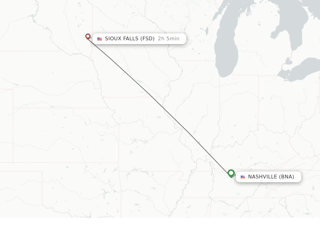 Direct (nonstop) flights from Nashville to Sioux Falls schedules