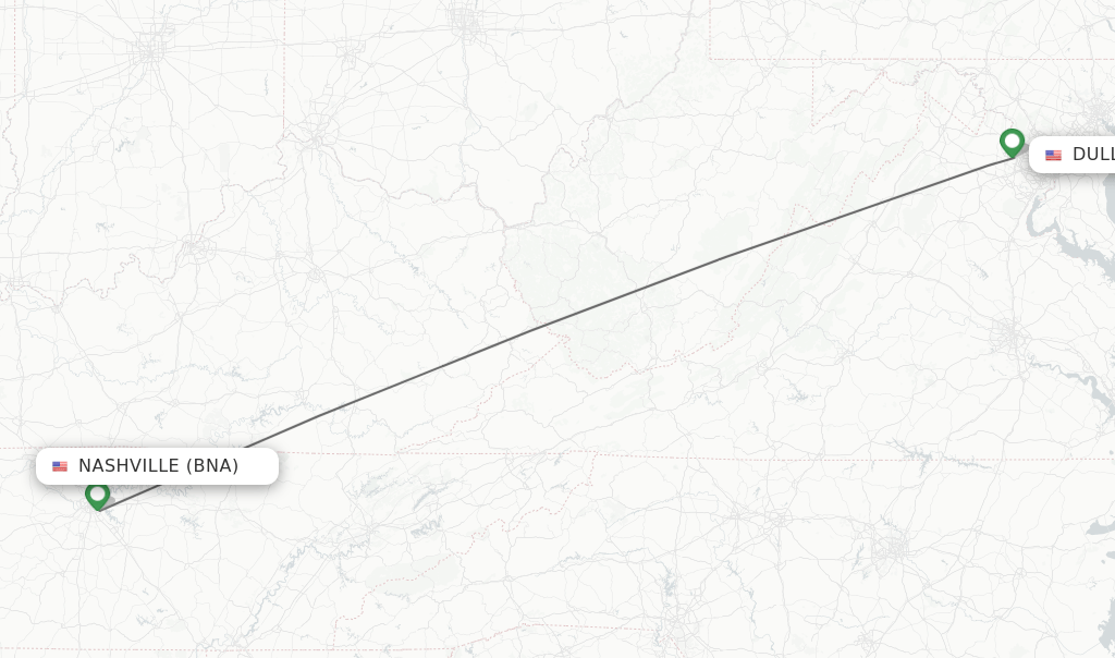 Direct (nonstop) flights from Nashville to Dulles schedules