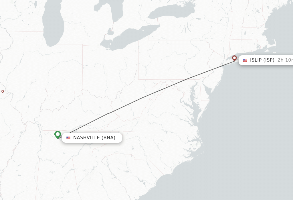 Direct (nonstop) flights from Nashville to Islip schedules