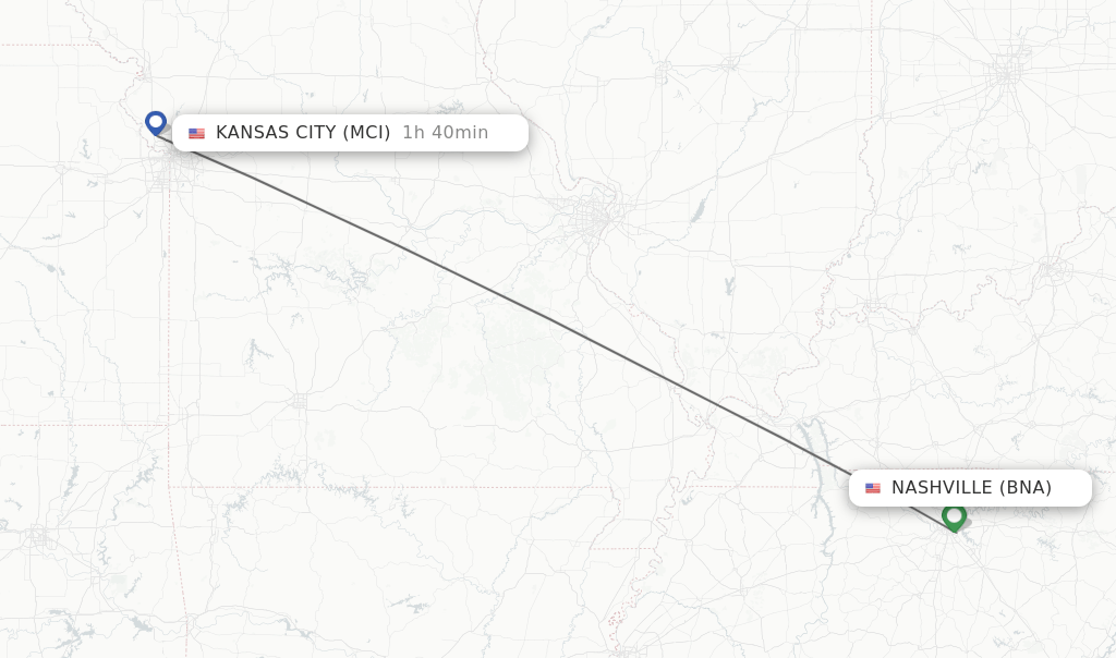 Direct (nonstop) flights from Nashville to Kansas City schedules