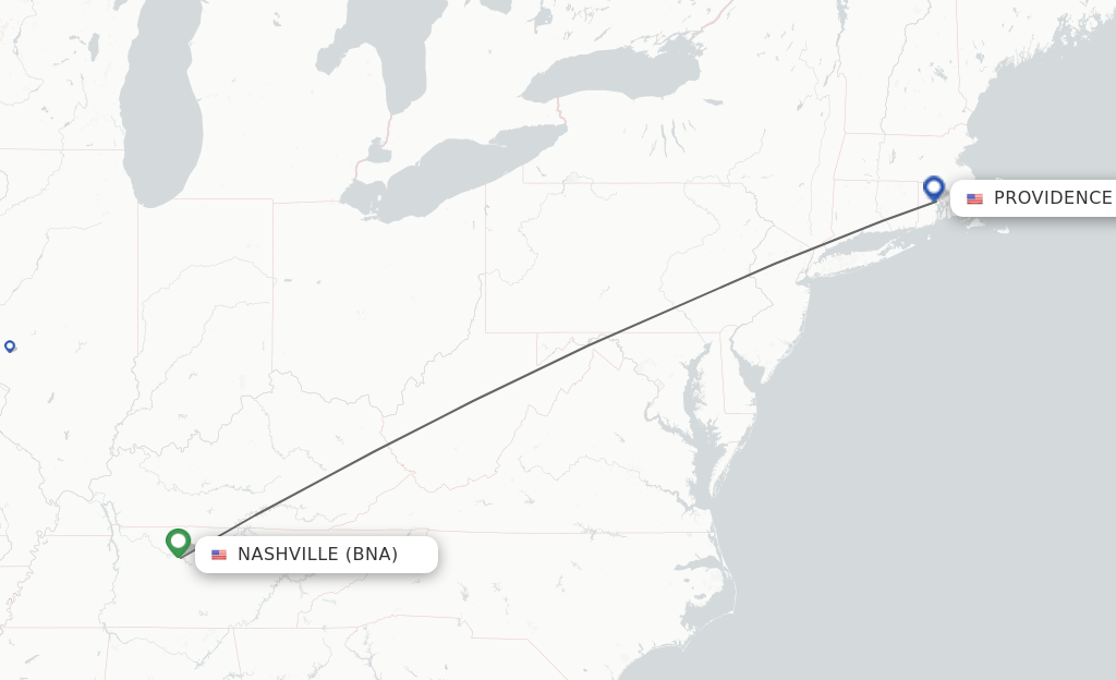 Direct (nonstop) flights from Nashville to Providence schedules