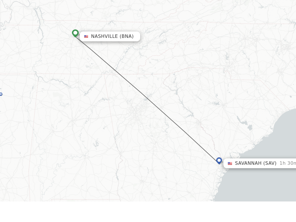 Direct (nonstop) flights from Nashville to Savannah schedules
