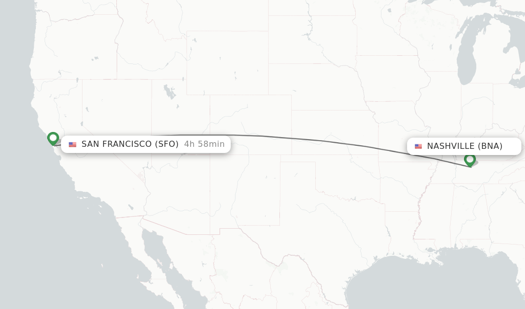 Direct (nonstop) flights from Nashville to San Francisco schedules