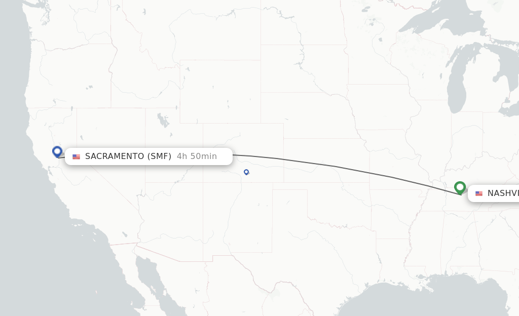 Direct (nonstop) flights from Nashville to Sacramento schedules