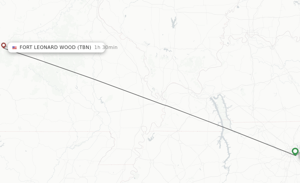 Direct (nonstop) flights from Nashville to Fort Leonard Wood