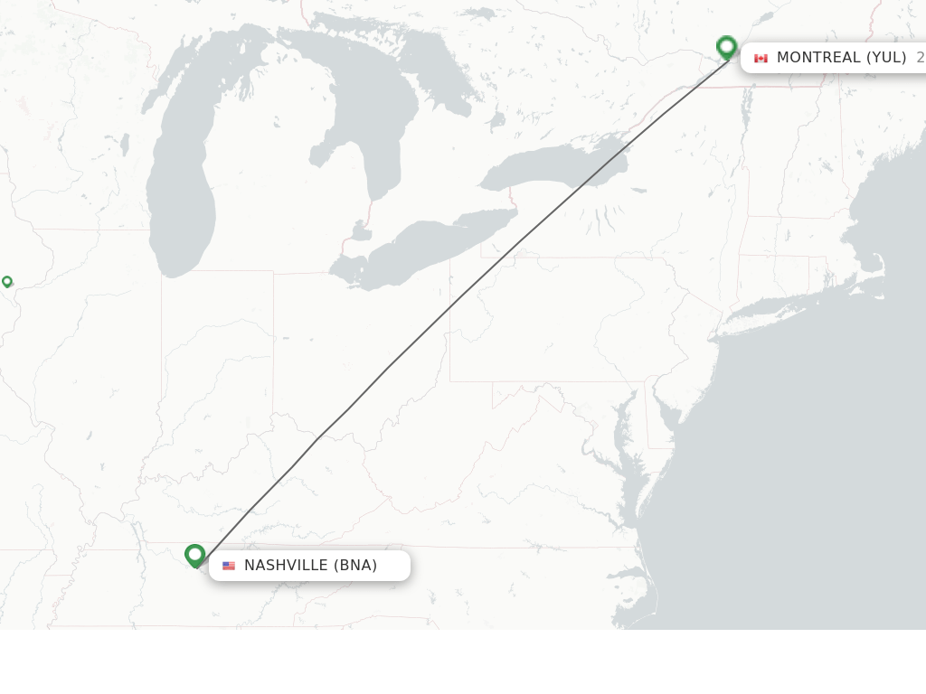 Direct (nonstop) flights from Nashville to Montreal schedules