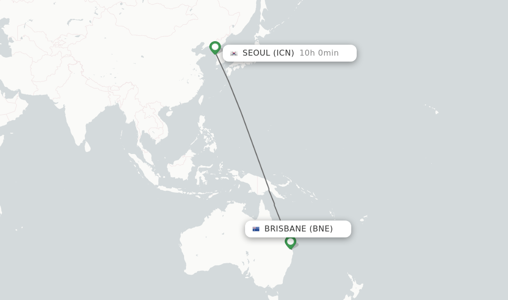Direct (nonstop) flights from Brisbane to Seoul schedules