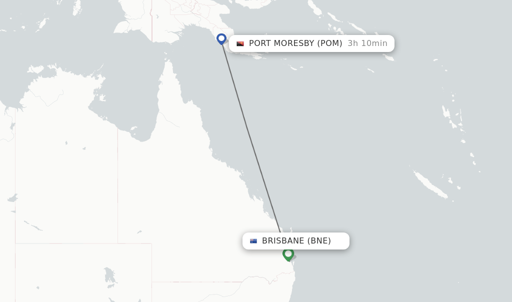 Direct (nonstop) flights from Brisbane to Port Moresby schedules