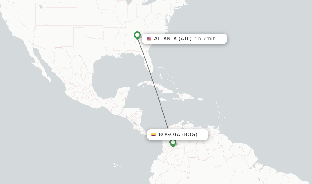 Direct (nonstop) flights from Bogota to Atlanta schedules