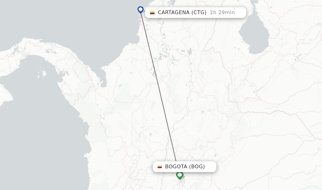 Direct (nonstop) flights from Bogota to Cartagena schedules