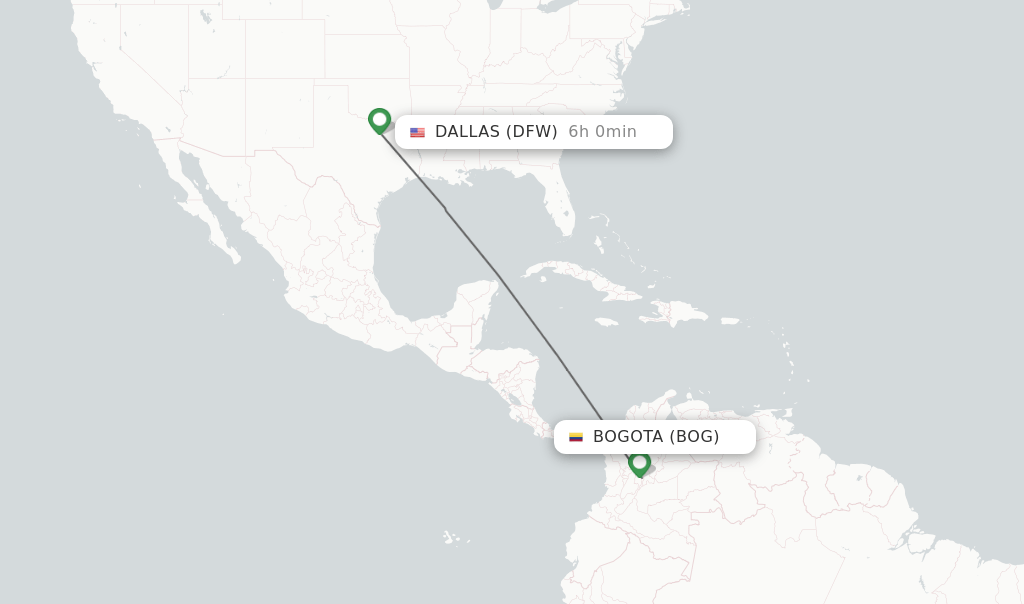 Direct (nonstop) flights from Bogota to Dallas schedules