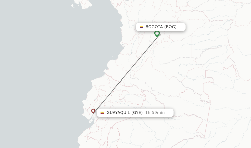 Direct (nonstop) flights from Bogota to Guayaquil schedules
