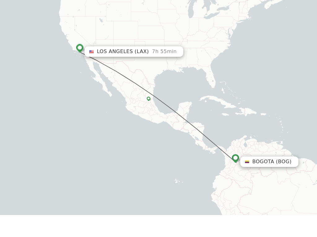 Direct (nonstop) flights from Bogota to Los Angeles schedules